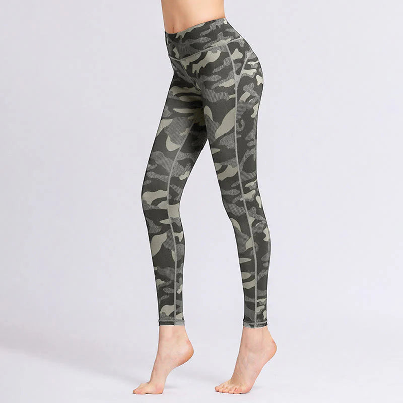 Buddha Stones Camo Print Sports Fitness Yoga High Waist Leggings Women's Yoga Pants