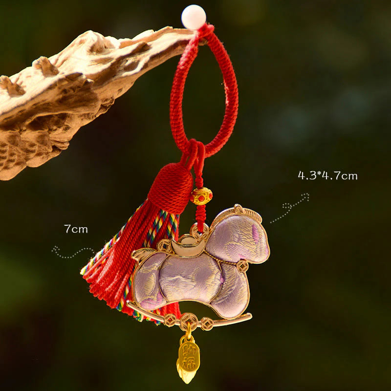 Buddha Stones Year Of The Horse Embroidery Freedom Key Chain