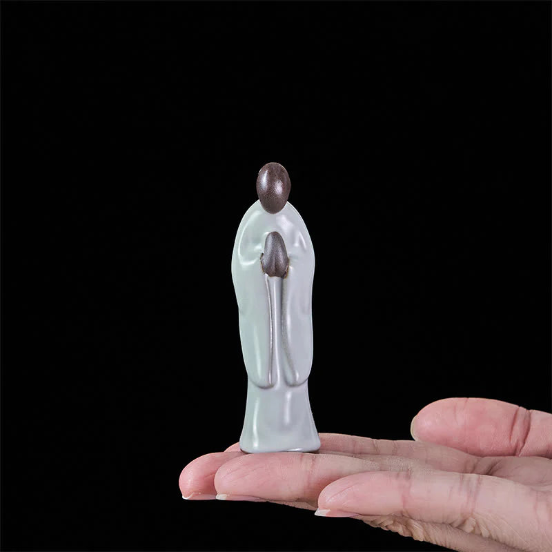 Buddha Stones Meditation Monk Ceramic Statue Serenity Home Decoration