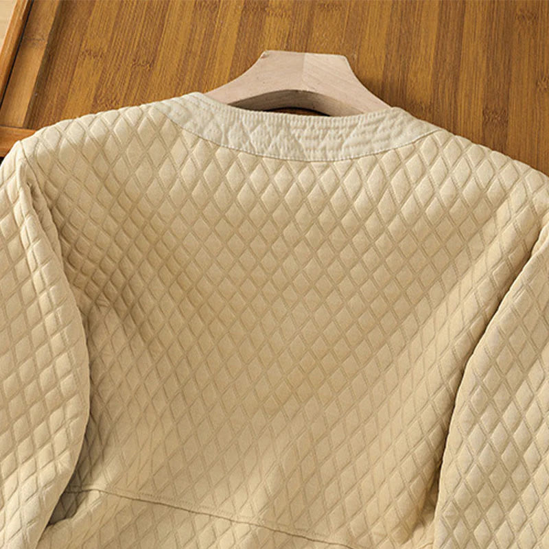 Buddha Stones Retro Plain Women's Cotton Long Sleeve Jacket With Pockets
