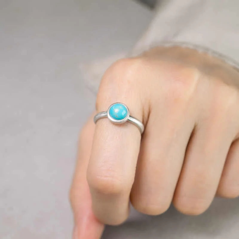 Buddha Stones Natural 925 Sterling Silver Lazurite TurquoiseÂ Adjustable Balance Ring
