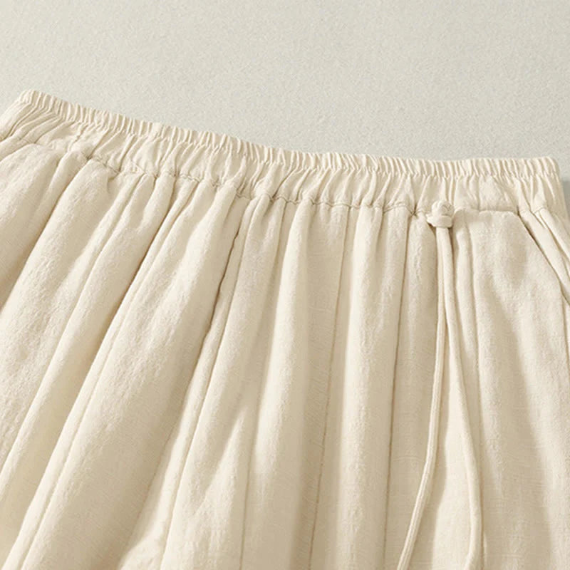 Buddha Stones Plain Cotton Polyester Thick Women's Pants With Pockets