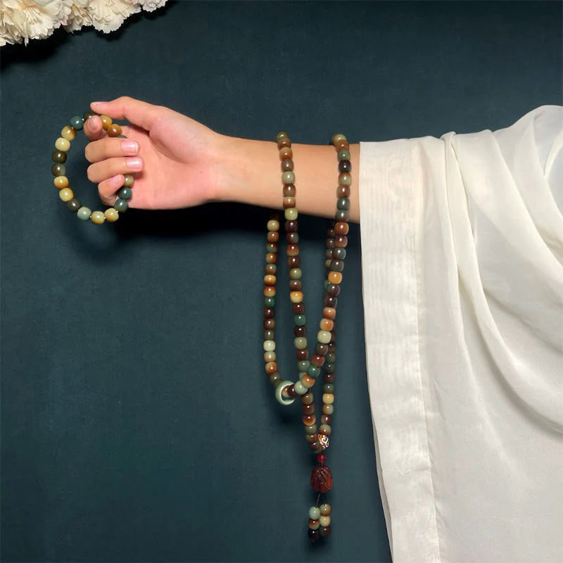 Buddha Stones 108 Mala Beads Bodhi Seed Peace Wisdom Bracelet Wrist Mala Pocket Mala