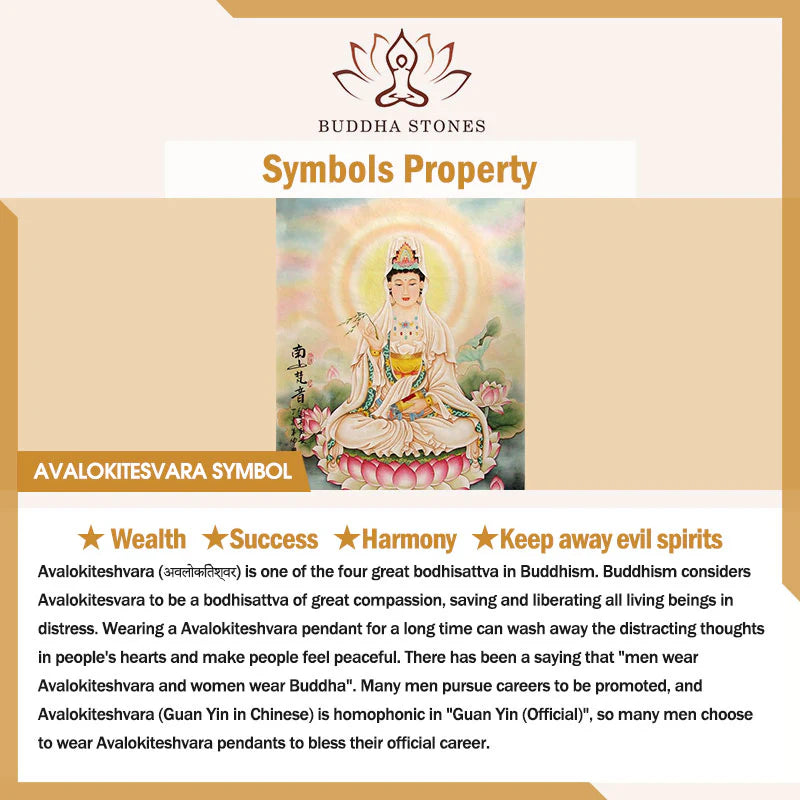 Buddha Stones Four-armed Avalokitesvara Natural Jade Amulet Blessing String Necklace