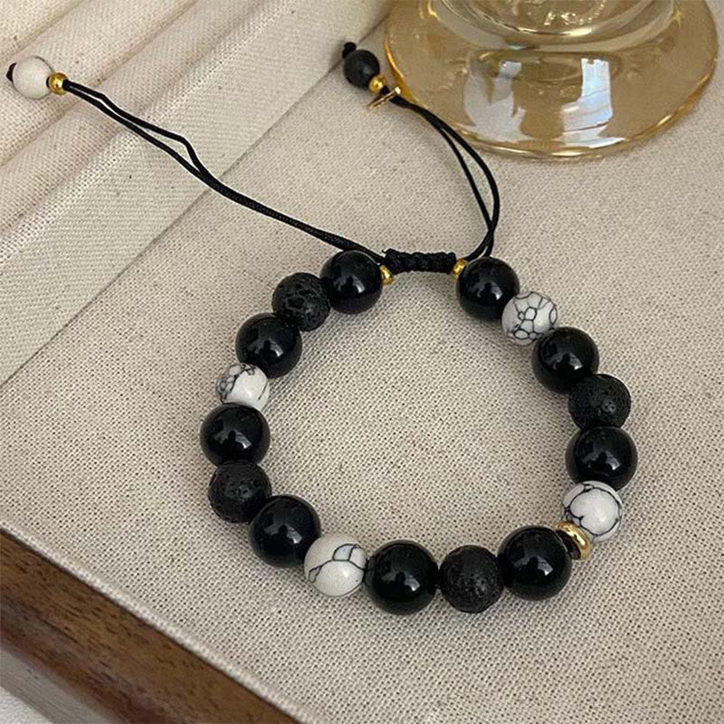 FREE Today: Transmute Negative Energy Black Obsidian Lava Rock Stone Yin Yang Strength Bracelet