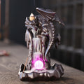 Buddha Stones Nordic Dragon Ceramic Backflow Smoke Fountain Meditation Healing Incense Burner Led Ball Decoration