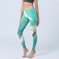 Buddha Stones Mint Green Mountain Crane Print Fitness Leggings Women's Yoga Pants