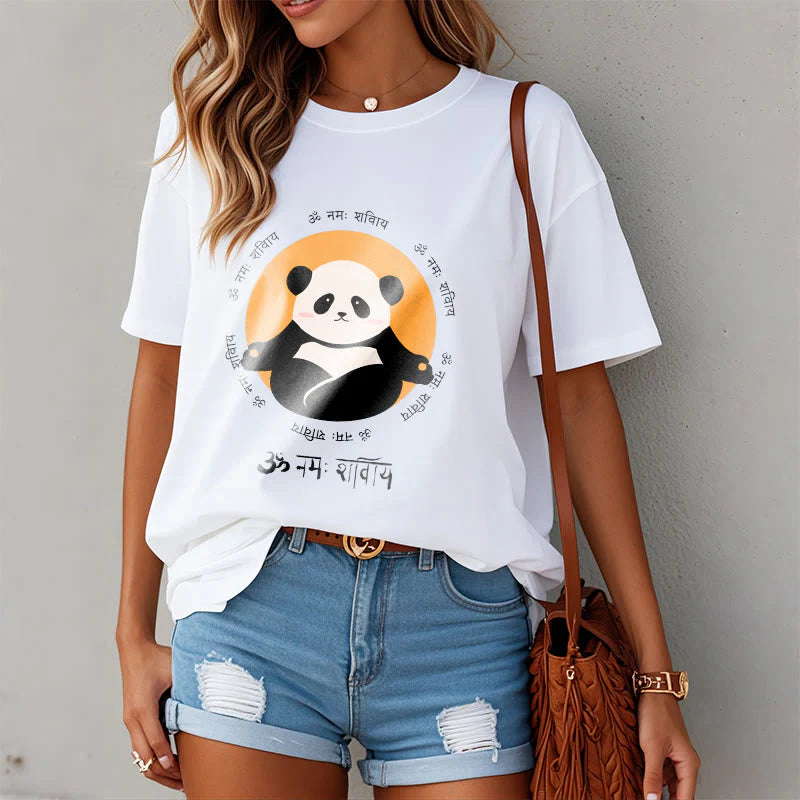 Buddha Stones Panda Sanskrit Namah Shivaya Tee T-shirt