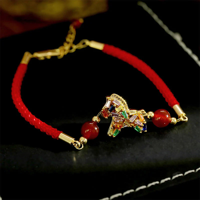 Buddha Stones Year Of The Horse Copper Red Agate Balance Bracelet