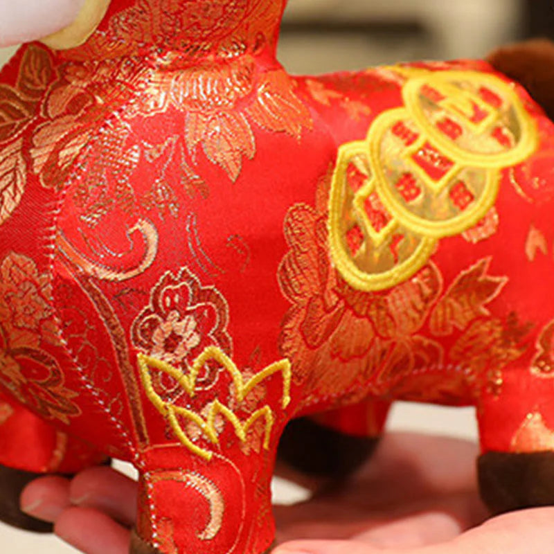 Buddha Stones Year of the Horse Copper Coins Plush Doll Home Decoration