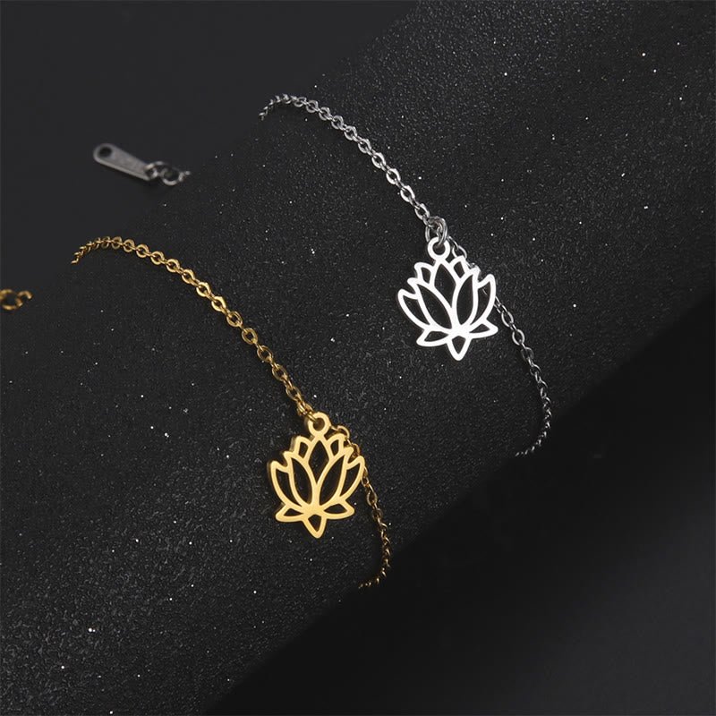 Buddha Stones Lotus Pattern Titanium Steel Enlightenment Bracelet