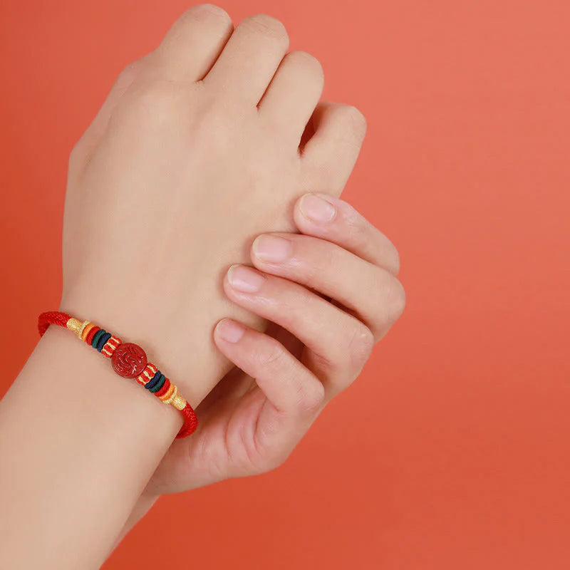 Buddha Stones Year of the Dragon 925 Sterling Silver Chinese Zodiac Cinnabar Auspicious Matches Blessing Bracelet (Extra 35% Off | USE CODE: FS35)