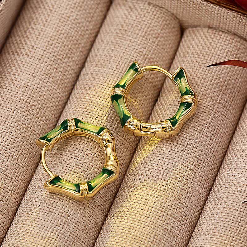 FREE Today: Strength and Healing Round Bamboo Dripping Design Copper Hoop Earrings