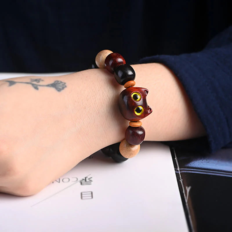 FREE Today: Release Mood Red Sandalwood Ebony Wood Cute Cat Calm Bracelet