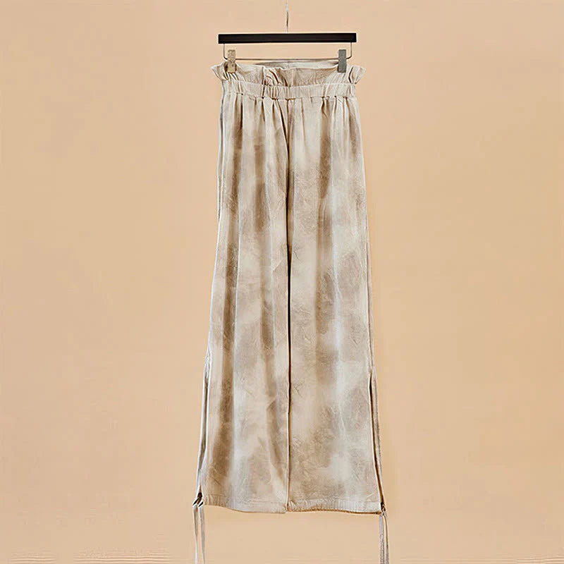Buddha Stones Casual Trouser Leg Ties Ink Printing Women's Spandex Pants