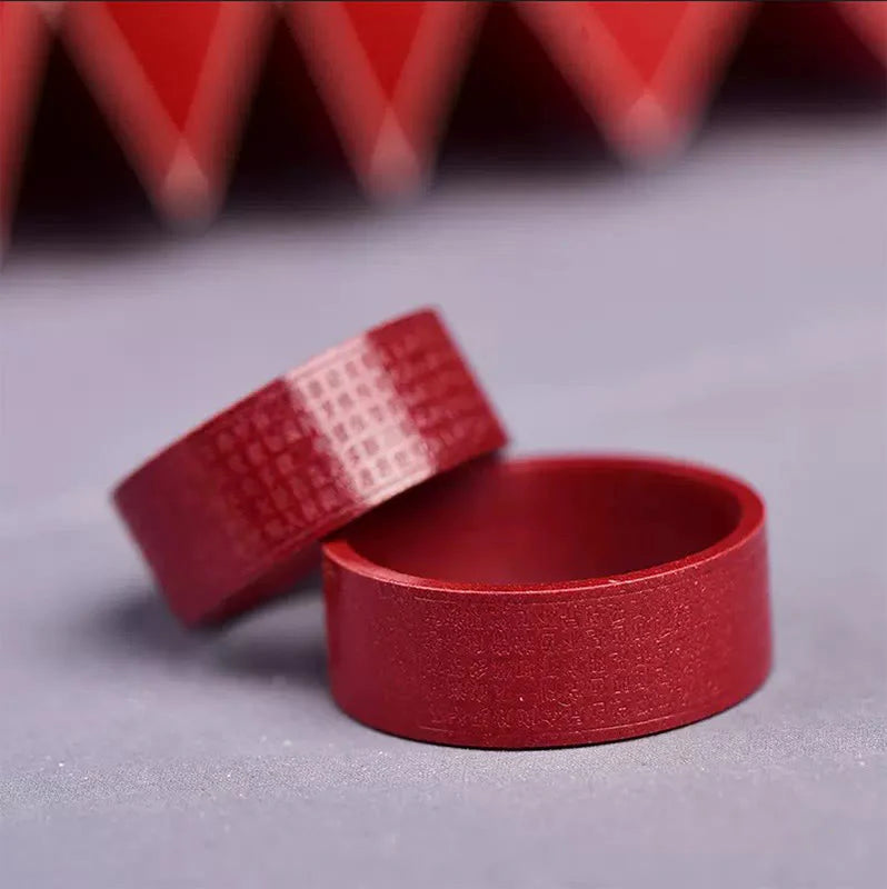Buddha Stones Cinnabar Om Mani Padme Hum Heart Sutra Blessing Ring