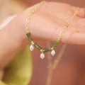 Buddha Stones Tianshan Jade Bamboo Pearl Abundance Wealth Necklace Pendant