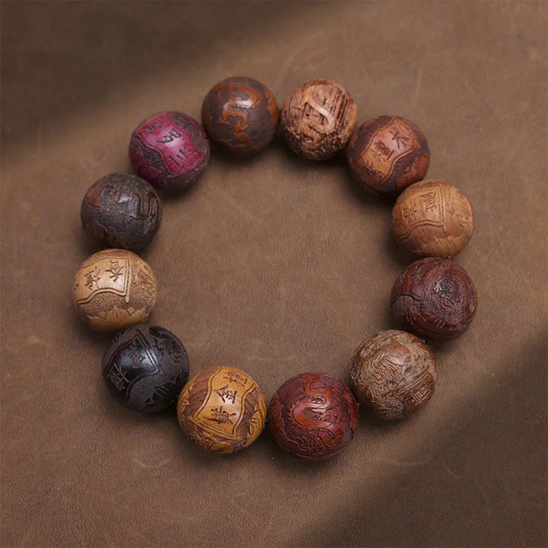 FREE Today: Healing Protection Sandalwood Chinese Zodiac Dragon Phoenix Fu Character Bracelet