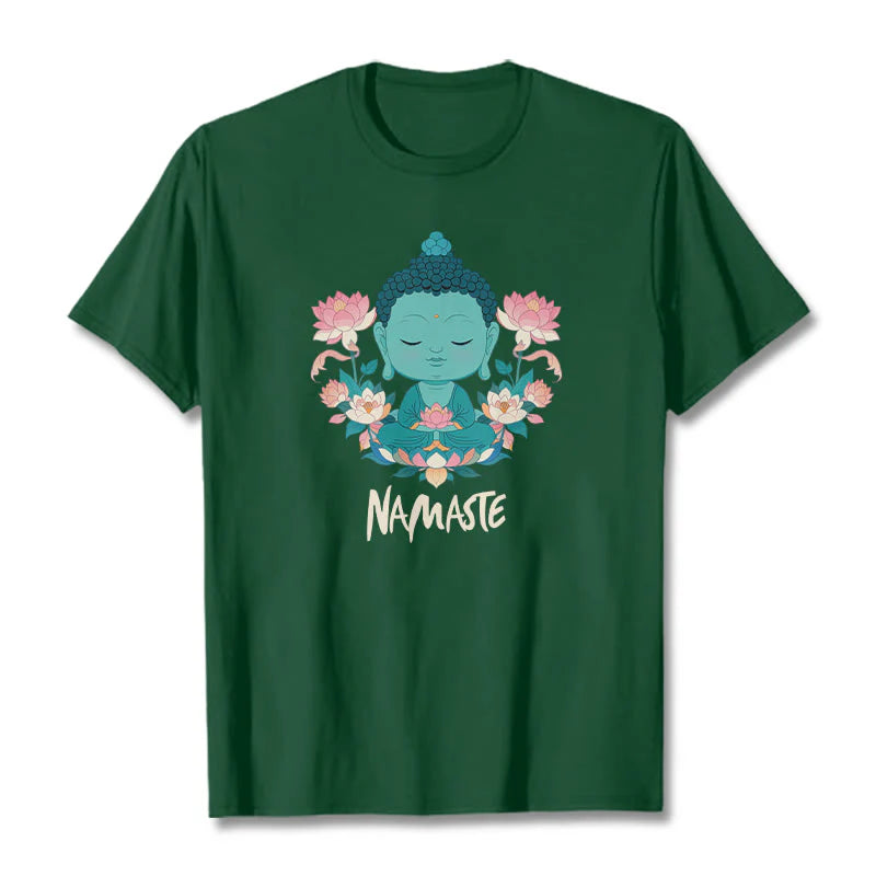 Buddha Stones NAMASTE Buddha Lotus Meditation Tee T-shirt