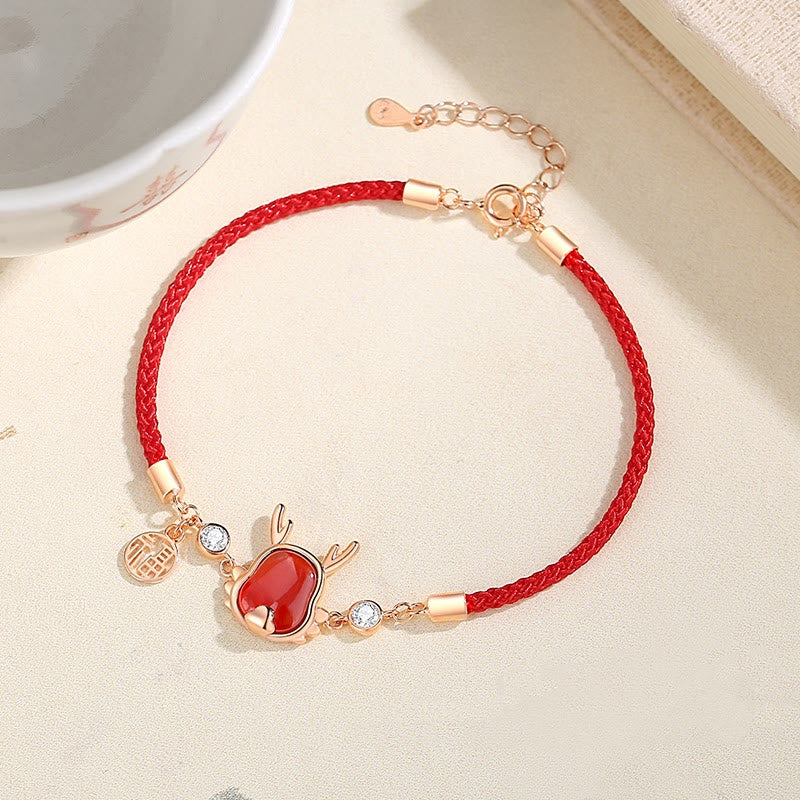 âââA Flash Sale- Buddha Stones 925 Sterling Silver Year of the Dragon Natural Red Agate Dragon Attract Fortune Fu Character Strength Bracelet Necklace Pendant Earrings