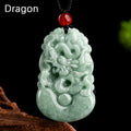 Buddha Stones Natural Green Jade 12 Chinese Zodiac Luck Prosperity Necklace Pendant