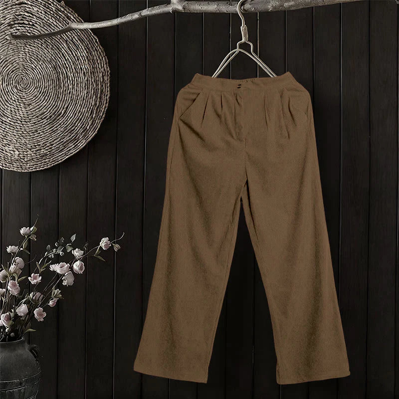 Buddha Stones Casual Corduroy Straight-leg Women's Pants With Pockets