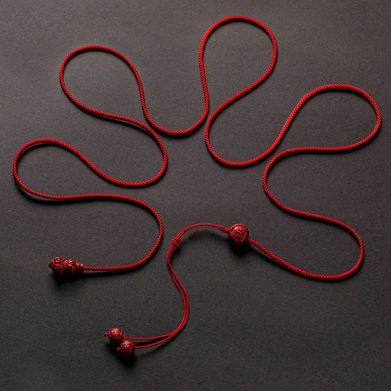 Buddha Stones Natural Cinnabar Chinese ZodiacÂ Gourd Calm Blessing Red String Belly Chain