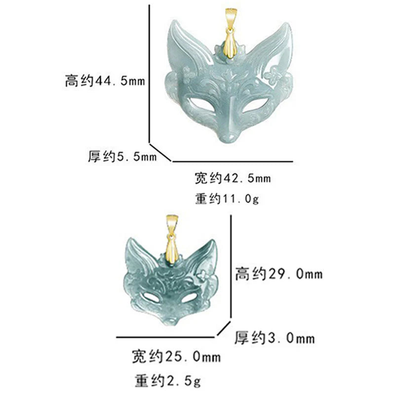 Buddha Stones Fox Mask Jade Titanium Steel Necklace Luck Pendant