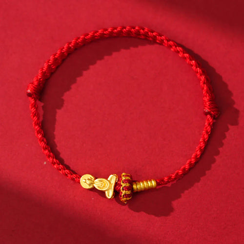 Buddha Stones Formless Buddha Lotus Knot Red String Protection Braided Bracelet