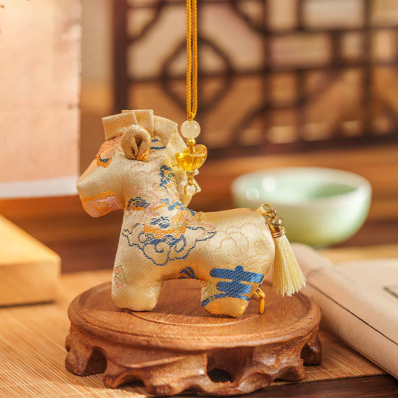 Buddha Stones Year Of The Horse Red String Tassel Embroidery Hanging Decoration