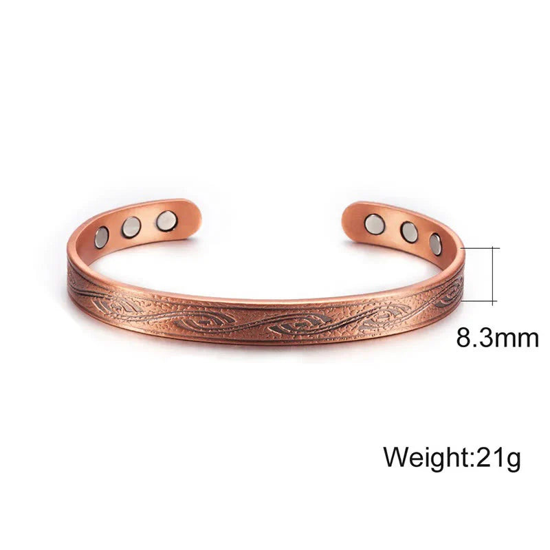 Buddha Stones Spiral Pattern Copper Balance Open Adjustable Cuff Bracelet Bangle