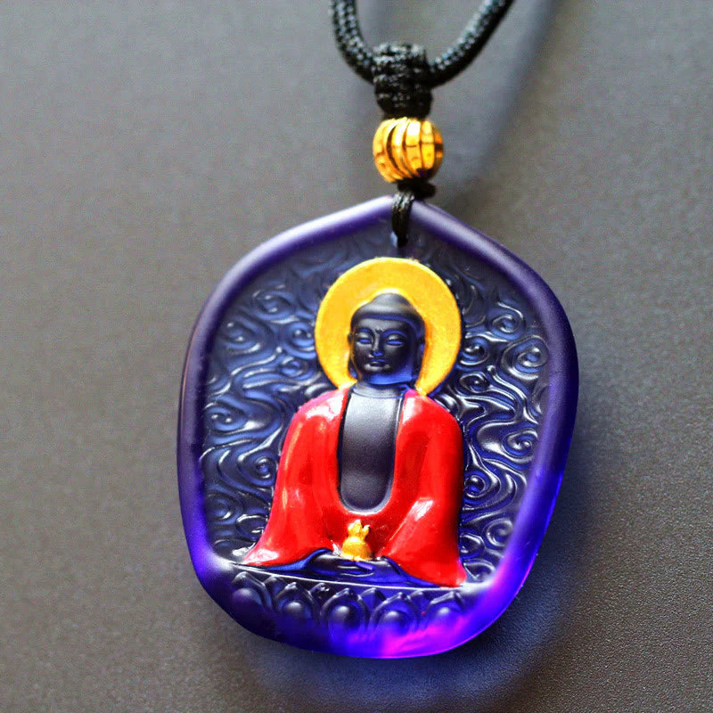 Buddha Stones Tibet Medicine Buddha Liuli Crystal Compassion Necklace Pendant (Extra 35% Off | USE CODE: FS35)