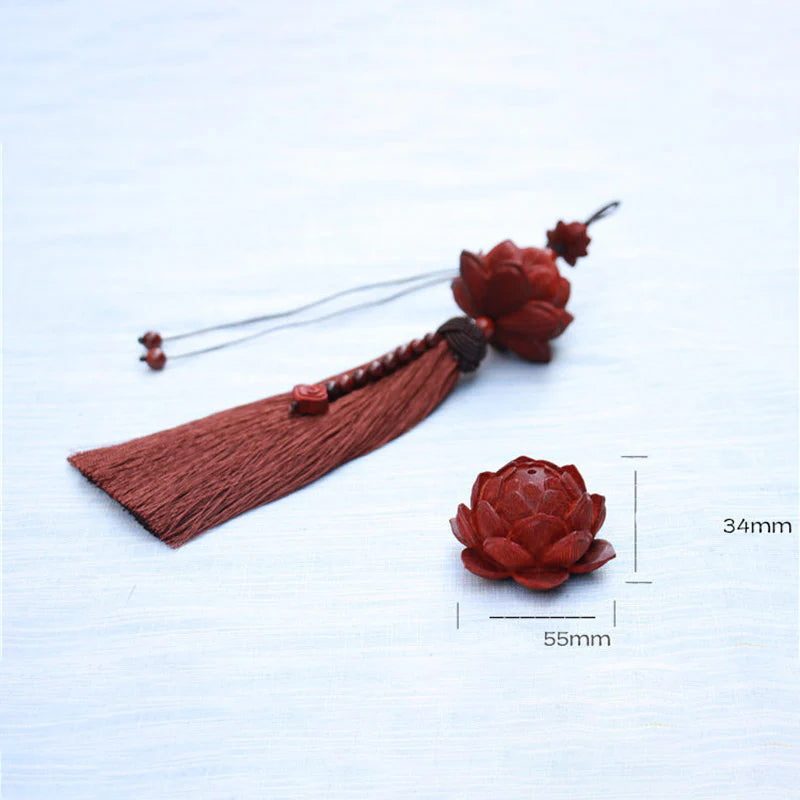 Buddha Stones Tibetan Small Leaf Red Sandalwood Lotus Luck Protection Tassel Decoration (Extra 35% Off | USE CODE: FS35)