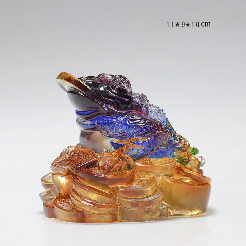 Buddha Stones Feng Shui Frog Handmade Liuli Crystal Art Piece Wealth Home Office Decoration