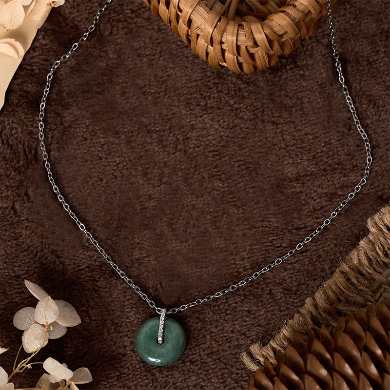 Buddha Stones FOR DEAREST MOTHER Peace Buckle Jade 925 Sterling Silver Luck Necklace Pendants Includes Gift Message Card