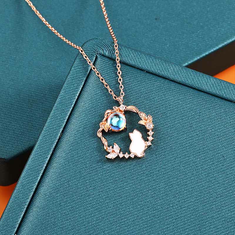 Buddha Stones 925 Sterling Silver Cat Flower Blessing Earrings Bracelet Necklace Pendant