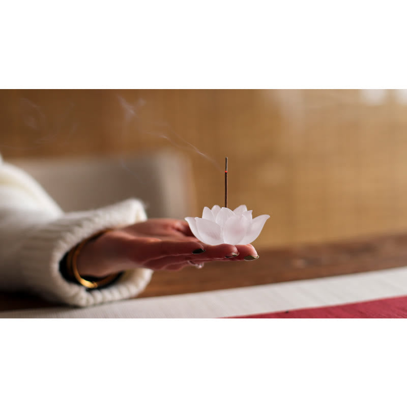 Buddha Stones Mini Lotus Liuli Crystal Healing Meditation Stick Incense Burner