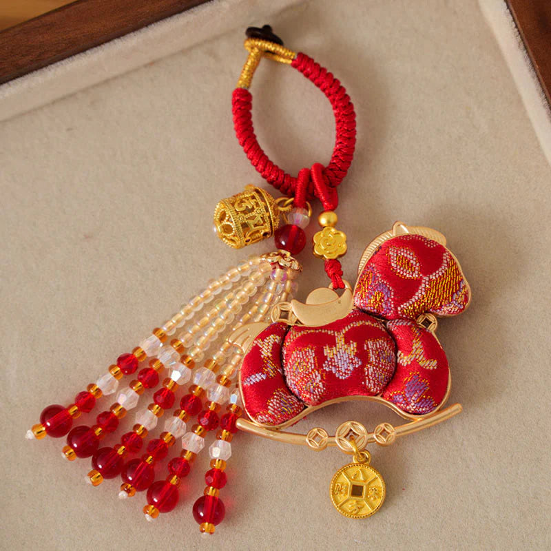 Buddha Stones Year Of The Horse Embroidery Prosperity Key Chain