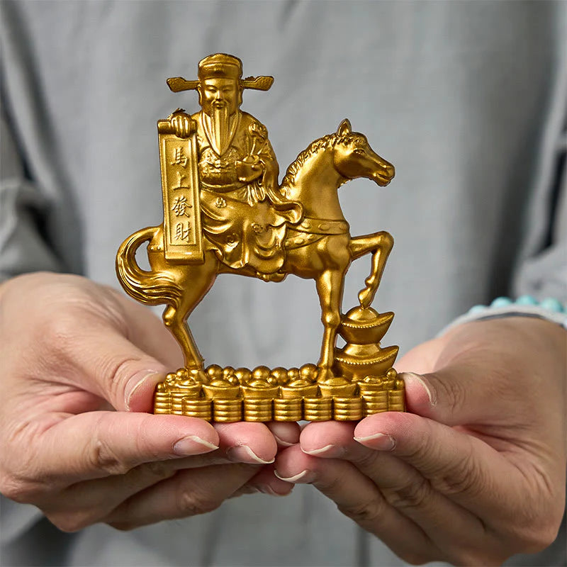 Buddha Stones  Get Rich Now Year of the Horse God of Wealth Ingots Prosperity Alloy Home Decoration