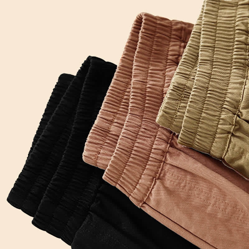 Buddha Stones Summer Cotton Elastic Waist Women's Half Pants With Pockets