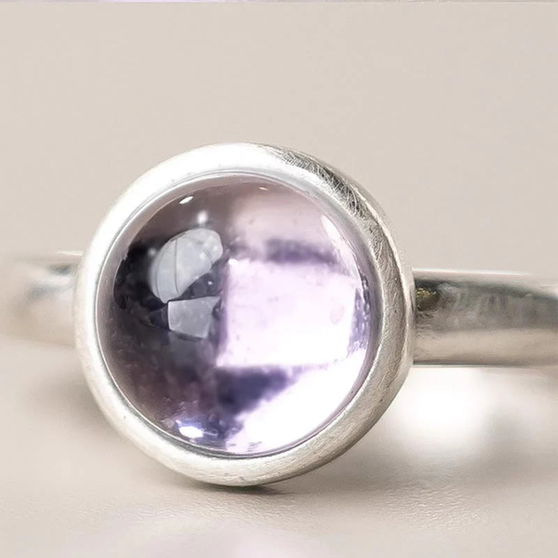 Buddha Stones Natural 925 Sterling Silver AmethystÂ Adjustable Balance Ring