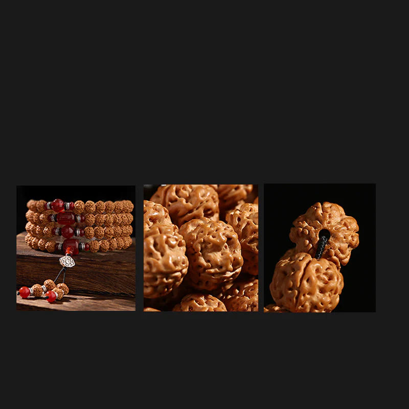 Buddha Stones Tibetan 108 Beads Bodhi Seed Three-eyed Dzi Bead Auspiciousness Mala