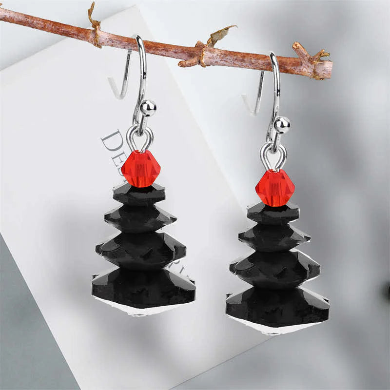 Buddha Stones Various Crystals Christmas Tree Amethyst Peace Healing Drop Earrings