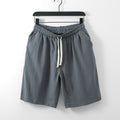 Buddha Stones Casual Solid Color Men's Straight Shorts With Pockets Cotton Shorts Men's Pants