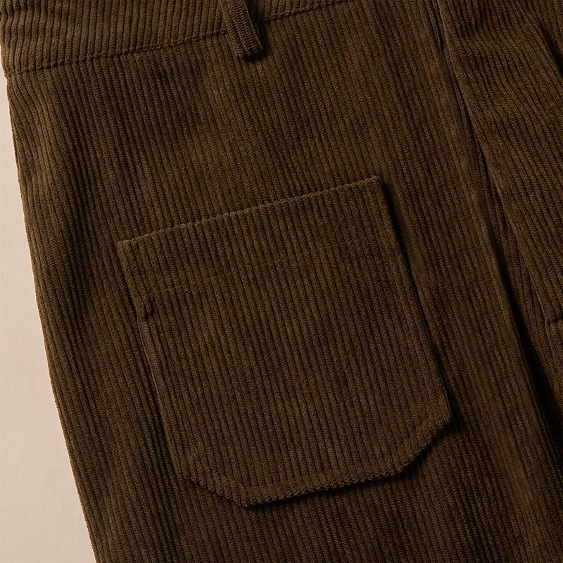 Buddha Stones Plain Corduroy Polyester Women's Buttons Wide Leg Pants With Pockets