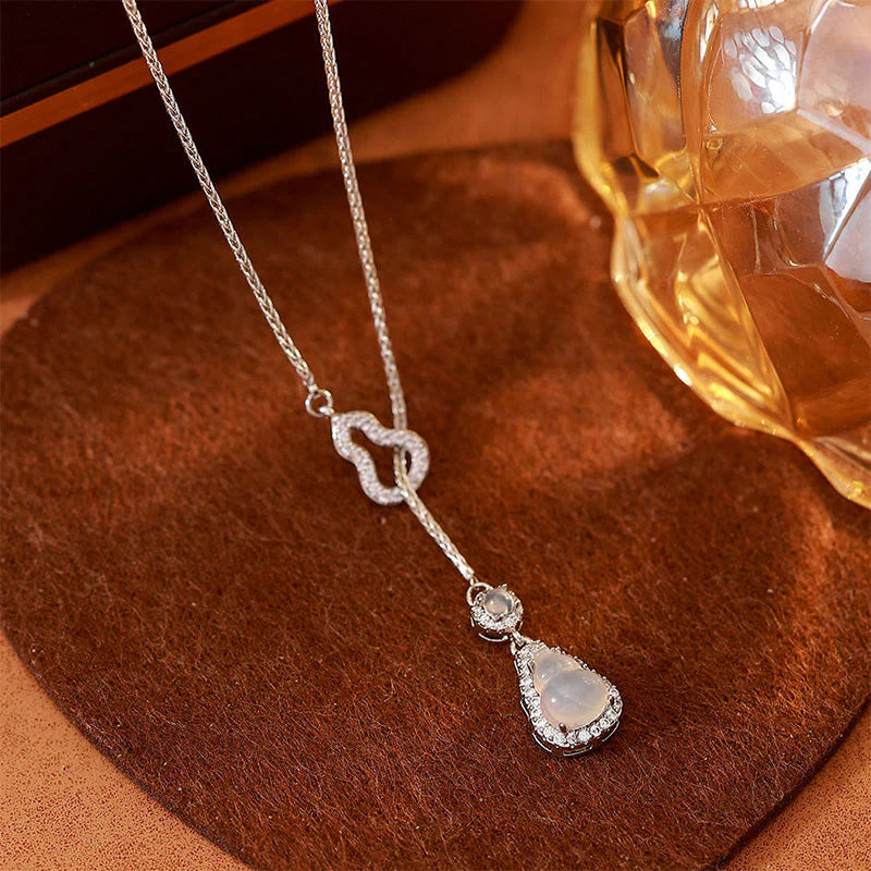 Buddha Stones Double Gourd Chalcedony Copper Positive Necklace Pendant