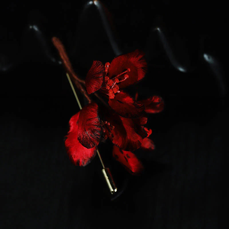 Buddha Stones Handcrafted Silk Art Cyclamen Persicum Flower Blessing Brooch
