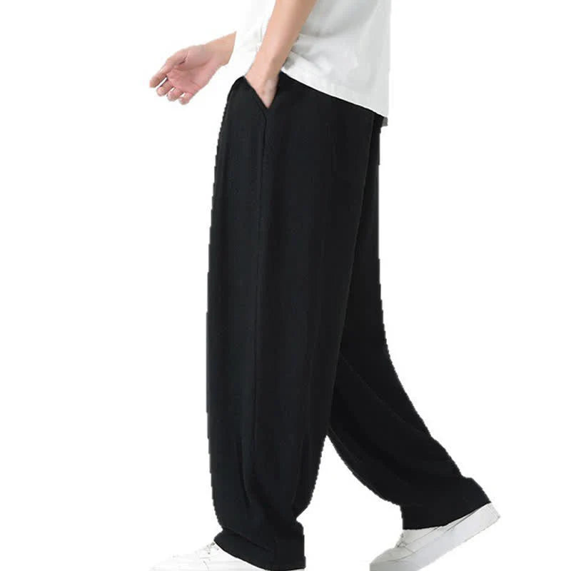 Buddha Stones Summer Drawstring Ankle Length Solid Color Men's Straight Leg Pants