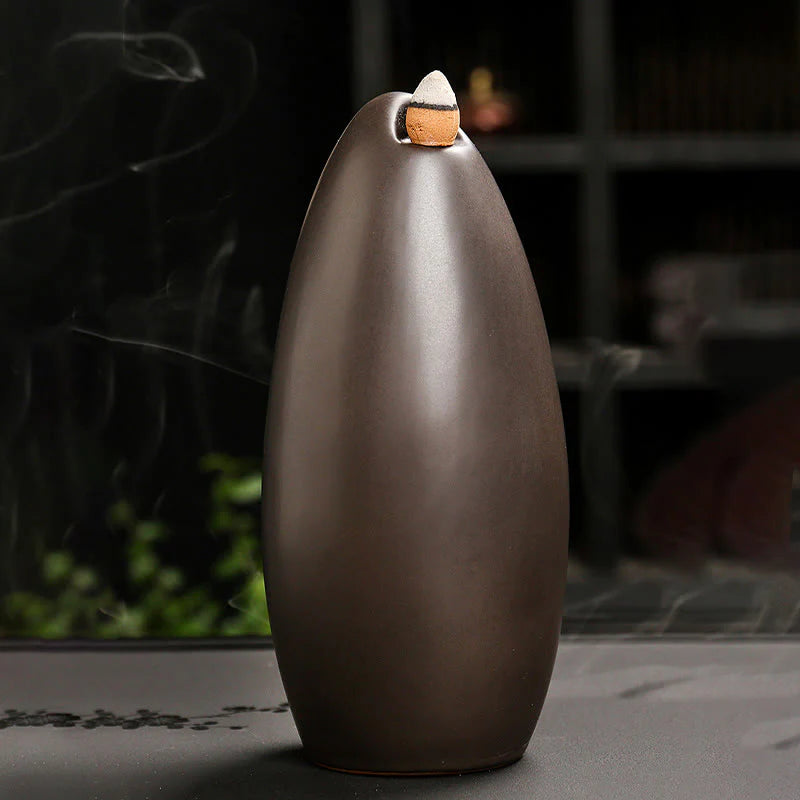Buddha Stones Stairs Mountains Water Buddha Hand Ceramic Backflow Smoke Fountain Meditation Incense Burner Decoration