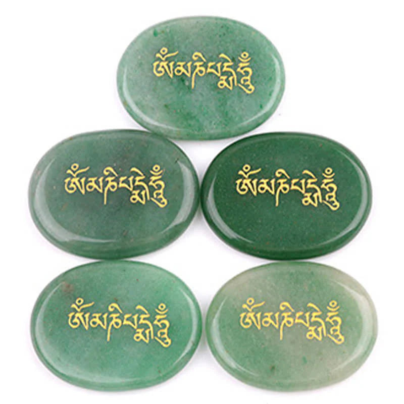 FREE Today: Spiritual Awareness Om Mani Padme Hum Amethyst Tiger Eye Palm Stone Crystal Decor 35*45mm